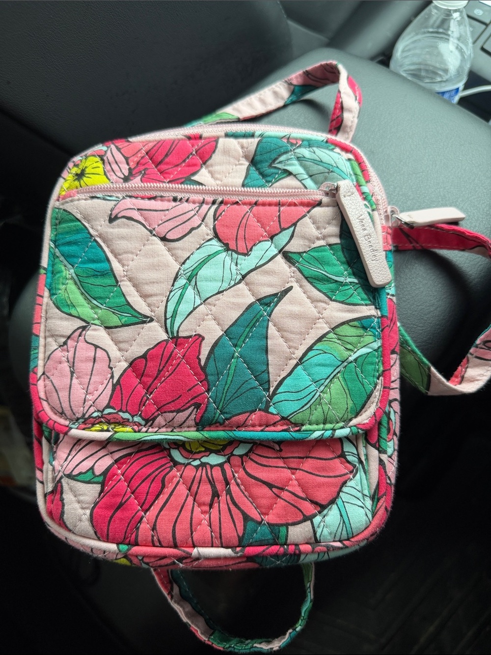 Vera Bradley Quilted Floral Crossbody Bag in Pink and Teal